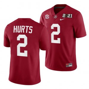 Men's Alabama Crimson Tide #2 Jalen Hurts 2021 Rose Bowl Champions Crimson NCAA Playoff Home College Football Jersey 2403HOER5